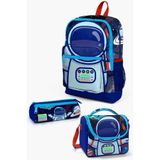 Coral High Okul Çantası Saks Mavi Astronot Desenli 3'lü Set, Orta, TYC0738011987MSET01K74002, Saks Mavi, erkek-çocuk