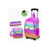 Coral High Okul Çantası Siyah Gri Kamuflaj Desenli Çekçekli 3'lü Set, SET01K121.1