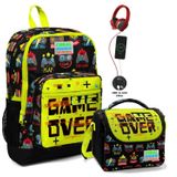 Coral High Okul Çantası ve Termal Beslenme Çanta Seti - Kız Çocuk Game Over USB ve AUX Çıkışlı Polyester