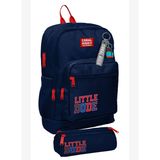 Coral High Okul Sırt Çantası ve Kalemlik Seti - Lacivert Kırmızı Little Dude Baskılı Erkek Çocuk SETYGN33219C