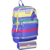 Coral High Okul Sırt Çantası ve Kalemlik Seti - Renkli Çizgi Desenli Kız Çocuk SETYGN33202C - Lila - Sarı
