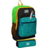 Coral High Okul Sırt Çantası ve Kalemlik Seti - Siyah Yeşil Kahverengi Craft Desenli Erkek Çocuk SETYGN33216C - Siyah - Yeşil