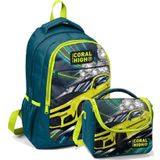Coral High Okul Sırt ve Beslenme Çantası Seti - Erkek Çocuk Nefti Sarı Arabav
