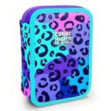 Coral High Organizer İki Katlı Kalem Çantası - Mor Yeşil Leopar, Kız Çocuk/Kadın, Mor Yeşil Leopar