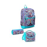 Coral High Pastel Renkli Kelebek Desenli Desenli 3 Lü Okul Çanta Seti 33206 Çok Renkli