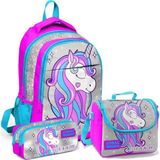Coral High Pembe Gri Unicorn Ilköğretim Çantası + Thermo Beslenme Çantası + Kalemlik 3'lü Set