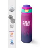 Coral High Pembe Lacivert Desenli Pipetli ve Direkt İçim Çelik Termos, 800 ml
