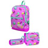 Coral High Pembe Makaron Desenli Seti Kız Çocuk Okul Çanta