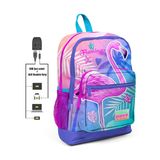 Coral High Pembe-Mavi Flamingo Baskılı İlkokul ve Günlük Sırt Çantası - Kız Çocuk - USB ve AUX Soket