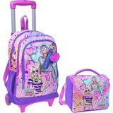 Coral High Pembe Mor Fashion Girl Işıklı Tekerlekli Okul Çantası 17 Litre Kız Çocuk İçin - Mor - Turkuaz