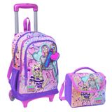 Coral High Pembe Mor Fashion Girl Işıklı Tekerlekli Okul Çantası Ve Beslenme Seti - Kız Çocuk