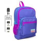 Coral High Pembe Mor Kız Çocuk Usb ve Aux Soketli İlkokul ve Günlük Sırt Çantası
