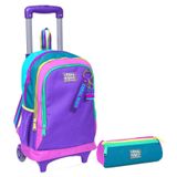 Coral High Pembe Pastel Renkli Işıklı Tekerlekli Çekçek Çanta Ve Kalemlik Seti - Kız Çocuk