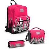 Coral High Pembe Siyah Beyaz Desenli 3’lü Okul Çanta Seti SET0123678