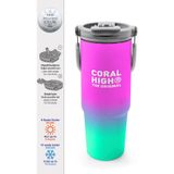 Coral High Pembe Su Yeşili Renk Geçişli Pipetli ve Direkt İçim Çelik Termos 900 ml 38724
