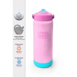 Coral High Pembe Turkuaz Katlanır Ağızlıklı Çelik Termos, 650 ml