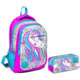 Coral High Pembe Unicorn Baskılı Okul Sırt Çanta Seti - Kız Çocuk