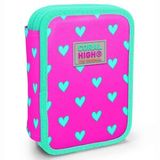 Coral High Pembe Yeşil Kalp Desenli Kalem Kutusu 11133