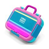 Coral High Pembe Yeşil Sarı Çizgili Kız Çocuk Paslanmaz Çelik Beslenme/Yemek Kabı - 39267