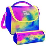 Coral High Renkli Batik Desenli Kiz Cocuk Isi Yalitimli Beslenme Cantasi Ve Kalemlik Seti