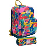 Coral High Renkli Kamuflaj Desenli Ilk ve Ortaokul Sırt Çantası ve Kalemlik Seti Unisex - SETYGN33232C - Sarı - Yeşil