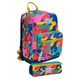 Coral High Renkli Kamuflaj Desenli İlk ve Ortaokul Sırt Çantası ve Kalemlik Seti Unisex - SETYGN33232C