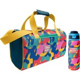 Coral High Renkli Kamuflaj Desenli Unisex Spor Çantası ve 800 ml Çelik Matara Seti 27549 - Sarı - Yeşil
