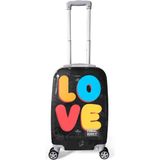Coral High Renkli Love Desenli Kabin Boy Valiz (50CM) 16558 - Siyah - Açık Gri - Haki