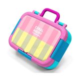 Coral High Sarı Pembe Çizgi Desenli Kız Çocuk Paslanmaz Çelik Beslenme/Yemek Kabı - 39123