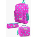 Coral High SET0123113 Kalp Desenli 3'lü Okul Çanta Seti