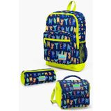 Coral High SET0123726 Kids Lacivert Neon Sarı Monster Desenli 3’lü Okul Çanta Seti