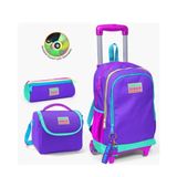 Coral High SET0123934 Kids Mor Renk Detaylı Çekçekli 3’lü Okul Çanta Seti