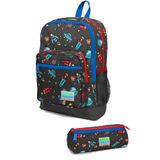 Coral High SET0223469 Kids Koyu Gri Kırmızı Uzay Desenli 2'li Okul Çanta Seti