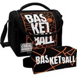 Coral High Siyah Basketbol Desenli Erkek Çocuk Isı Yalıtımlı Beslenme Çantası ve Kalemlik Seti - Beyaz - Siyah