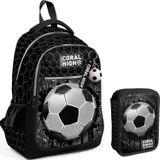 Coral High Siyah Beyaz Futbol Baskılı Erkek Çocuk Okul Çantası Ve Organizer Kalemlik Seti 23653+11153