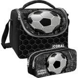 Coral High Siyah Futbol Desenli Erkek Cocuk Isi Yalitimli Beslenme Cantasi Ve Kalemlik Seti