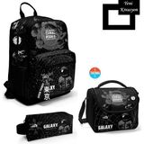 Coral High Siyah Galaxy Desenli 3'lü Set Okul Çantası 23644 Ortopedik Kullanım 18 Litre Kapasite