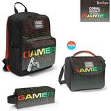 Coral High Siyah Gri Gamer Desenli 3'lü Set Okul & Sırt Çantası 23640 - Siyah - Gri