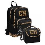 Coral High Siyah Kahverengi Leopar CH Desenli (Kız Çocuk) Okul Sırt ve Beslenme Çantası Seti - SETYGN33228B