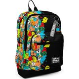 Coral High Siyah Karikatür Desenli Dört Bölmeli Okul Sırt Çantası 14.4 Litre Kapasite ile Ergonomik Tasarım 23774
