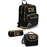 Coral High Siyah Leopar Ch Harf Desenli 3’lü Okul Çanta Seti SET0133228 - 1 Adet - 00-Siyah