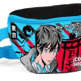 Coral High Siyah Mavi Anime Baskılı Erkek Çocuk Bel Çantası
