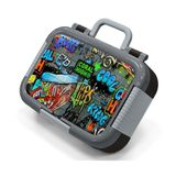 Coral High Siyah Mavi Grafiti Desenli Erkek Çocuk Paslanmaz Çelik Beslenme/Yemek Kabı - 39295