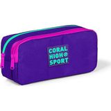 Coral High Sport İki Bölmeli Kalem Çantası Mor Renkli Polyester Malzeme ile Hafif ve Taşınabilir