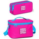 Coral High Sport Neon Pembe Beslenme ve Kalem Çantası Okul Seti