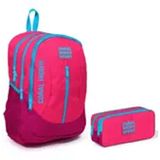 Coral High Sport Pembe Kırmızı Kız Çocuk Usb Soketli Okul Çantası ve Kalemlik Seti