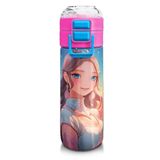Coral High Turkuaz Pembe Anime Kız Desenli 500 ml Termos