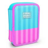 Coral High Turkuaz Pembe Çizgili Kalem Kutusu 31120