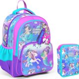 Coral High Turkuaz Unicorn Kız Çocuk Okul Çantası ve Organizer Kalemlik Seti