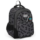 Coral High Üç Bölmeli İlkokul Okul Çantası - Erkek Çocuk - Siyah Yarasa Desenli - 33244